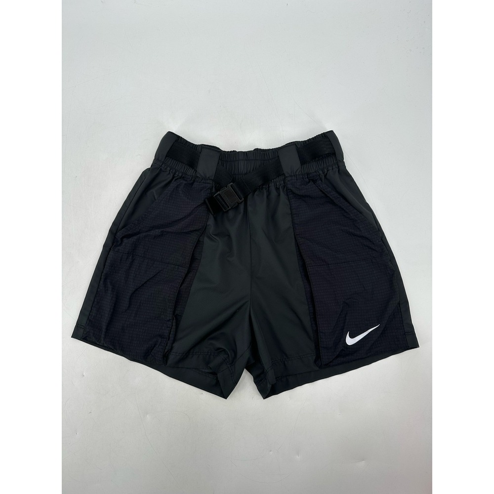 Nike Swoosh Woven Shorts Women's Loose Fit Black Belted Pockets Activewear S